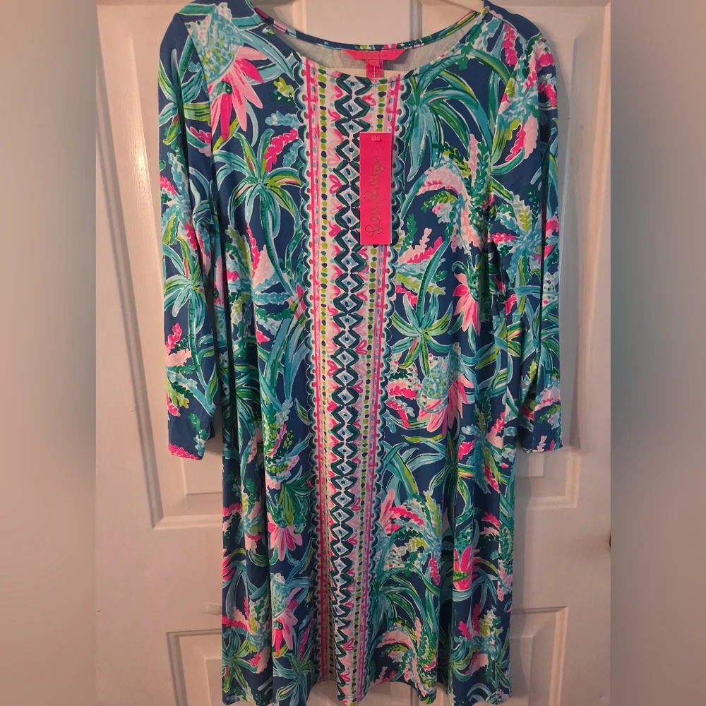 Lilly Pulitzer Ophelia Dress, Macaw Blue Sweet Escape Print Size M NWT - Picture 4 of 9